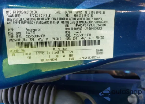 2018 Ford Focus Se из США, поврежденный, VIN 1FADP3F23JL324380